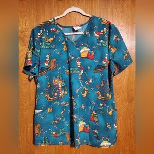 Christmas Themed Scrub Top